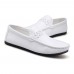 Men Low Top Soft Sole Breathable Leather Slip On Flat Loafers