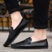 Men Low Top Soft Sole Breathable Leather Slip On Flat Loafers