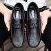 Men Low Top Soft Sole Breathable Leather Slip On Flat Loafers