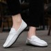 Men Low Top Soft Sole Breathable Leather Slip On Flat Loafers