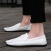 Men Low Top Soft Sole Breathable Leather Slip On Flat Loafers