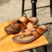 Men Casual Leather Soft Sole Clip Toe Slippers Sandals