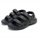 Men Breathable Adjustable Hook Loop Leather Sandals Beach Shoes