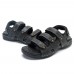 Men Breathable Adjustable Hook Loop Leather Sandals Beach Shoes