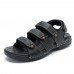 Men Breathable Adjustable Hook Loop Leather Sandals Beach Shoes