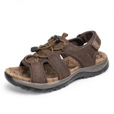 US Size 6-9.5 Men Casual Outdoor Leather Sandals Breathable Comfortable Beach Flat Shoes