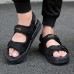 Men Casual Breathable Two Straps Hook Loop Sandals Open Toe Shoes