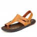 Men Clip Toe Genuine Leather Casual Beach Sandals