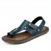 Men Clip Toe Genuine Leather Casual Beach Sandals