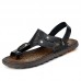 Men Clip Toe Genuine Leather Casual Beach Sandals