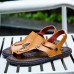 Men Clip Toe Genuine Leather Casual Beach Sandals