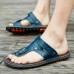 Men Clip Toe Genuine Leather Casual Beach Sandals