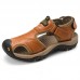 Men Anti Collision Toe Wear Resistance Outsole Comfy Casual Leather Sandals