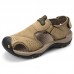 Men Anti Collision Toe Wear Resistance Outsole Comfy Casual Leather Sandals