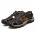 Men Anti Collision Toe Wear Resistance Outsole Comfy Casual Leather Sandals