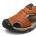 Men Anti Collision Toe Wear Resistance Outsole Comfy Casual Leather Sandals