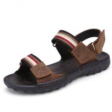 Men Comfortable Leather Hook Loop Sandals Beach Sandals Shoes