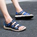 Men Breathable Knitted Comfy Outdoor Hook Loop Sandals