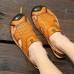 Men Comfy Anti Collision Toe Hollow Outs Leather Two Way Wear Sandals Beach Shoes