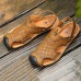 Men Comfy Anti Collision Toe Hollow Outs Leather Two Way Wear Sandals Beach Shoes