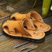 Men Comfy Anti Collision Toe Hollow Outs Leather Two Way Wear Sandals Beach Shoes