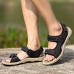 Men Comfy Outdoor Hook Loop Leather Sandals Beach Shoes