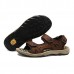 Men Comfy Outdoor Hook Loop Leather Sandals Beach Shoes