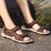 Men Comfy Outdoor Hook Loop Leather Sandals Beach Shoes