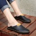 Men Breathable Hollow Outs Genuine Leather Sandals Two Way Wear Shoes