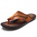 Summer Men Leather Sandals Flip Flops Soft Sole Slippers Beach Shoes