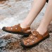 Men Slip-on Hand Stitching Genuine Leather Beach Sandals