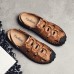 Men Slip-on Hand Stitching Genuine Leather Beach Sandals