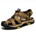 Men Genuine Leather Outdoor Toe Protection Hiking Sandals