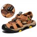 Men Genuine Leather Outdoor Toe Protection Hiking Sandals