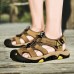 Men Genuine Leather Outdoor Toe Protection Hiking Sandals