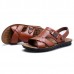 US Size 6.5-11.5 Men Genuine Leather Flat Sandals Beach Slippers Shoes