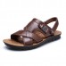 US Size 6.5-11.5 Men Genuine Leather Flat Sandals Beach Slippers Shoes