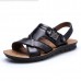 US Size 6.5-11.5 Men Genuine Leather Flat Sandals Beach Slippers Shoes