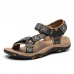 Men Genuine Leather Clip Toe Casual Beach Sandals