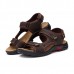 Large Size Summer Men Leather Sandals Leather Breathable Sandals Outdoor Beach Shoes