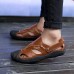 Men Comfortable Anti Collision Toe Genuine Leather Sandals Shoes