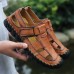 Hand Stitching Lifted Toe Hook Genuine Leather Sandals