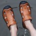 Hand Stitching Lifted Toe Hook Genuine Leather Sandals