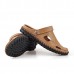 Men Summer Leather Sandal Casual Round Toe Outdoor Flat Fashion Soft Beach Slipper