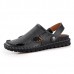 Men Summer Leather Sandal Casual Round Toe Outdoor Flat Fashion Soft Beach Slipper