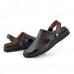 Men Summer Leather Sandal Casual Round Toe Outdoor Flat Fashion Soft Beach Slipper