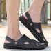 Men Summer Leather Sandal Casual Round Toe Outdoor Flat Fashion Soft Beach Slipper