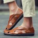 Men Summer Breathable Casual Outdoor Beach Soft Leather Fashion Comfortable Sandals Shoes