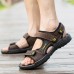 Men Soft Genuine Leather Seaside Beach Sandals