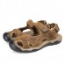 Mens Summer Beach Sandals Breathable Leather Shoes Magic stick Adjustment Shoes